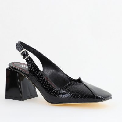 Pantofi cu Toc Eleganti Decupați din Piele Ecologica culoare Negru - BS1231AY2405274