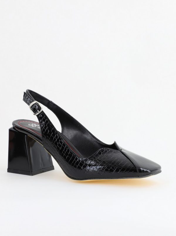 Incaltaminte Dama - Pantofi cu Toc Eleganti Decupați din Piele Ecologica culoare Negru - BS1231AY2405274