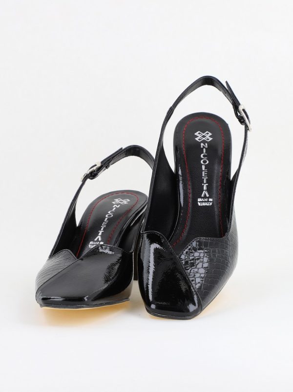 Pantofi cu Toc Eleganti Decupați din Piele Ecologica culoare Negru - BS1231AY2405274 178