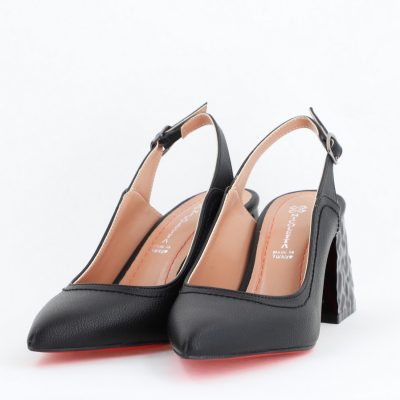 Pantofi cu Toc Eleganti Decupați din Piele Ecologica culoare Negru - BS774AY2404262
