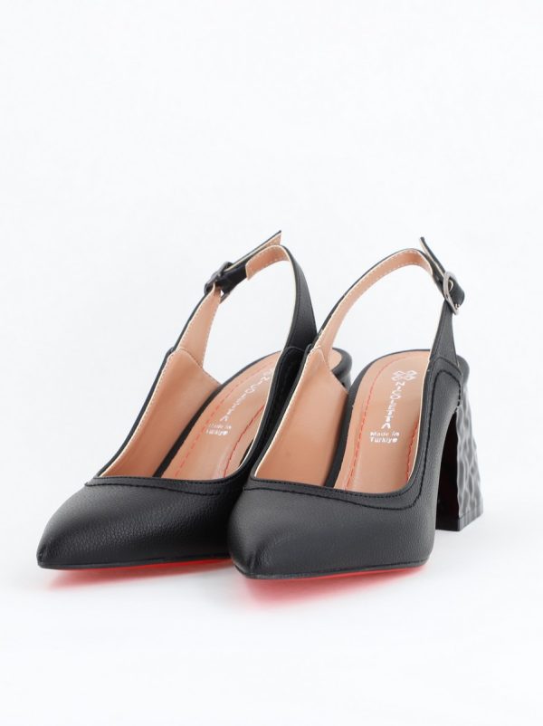 Pantofi cu Toc Eleganti Decupați din Piele Ecologica culoare Negru - BS774AY2404262 174