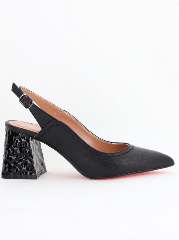 Pantofi cu Toc Eleganti Decupați din Piele Ecologica culoare Negru - BS774AY2404262 176