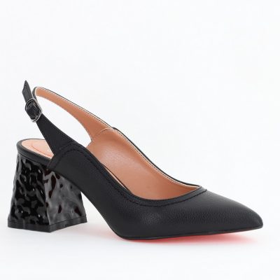 Pantofi cu Toc Eleganti Decupați din Piele Ecologica culoare Negru - BS774AY2404262