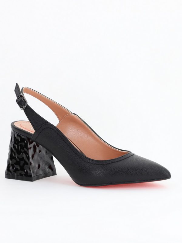 Incaltaminte Dama - Pantofi cu Toc Eleganti Decupați din Piele Ecologica culoare Negru - BS774AY2404262