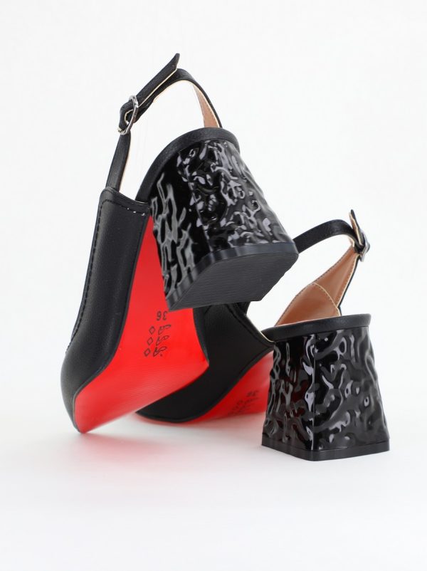 Pantofi cu Toc Eleganti Decupați din Piele Ecologica culoare Negru - BS774AY2404262 180