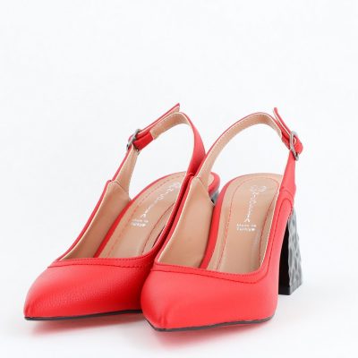 Pantofi cu Toc Eleganti Decupați din Piele Ecologica culoare Rosu - BS774AY2404258