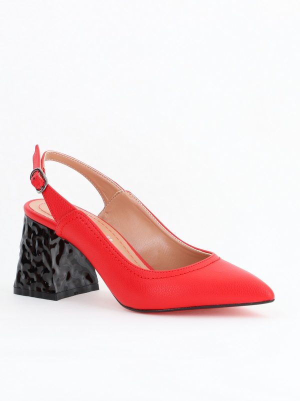 Incaltaminte Dama - Pantofi cu Toc Eleganti Decupați din Piele Ecologica culoare Rosu - BS774AY2404258