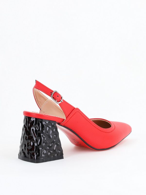Pantofi cu Toc Eleganti Decupați din Piele Ecologica culoare Rosu - BS774AY2404258 8