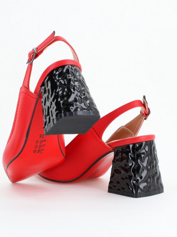 Pantofi cu Toc Eleganti Decupați din Piele Ecologica culoare Rosu - BS774AY2404258 180
