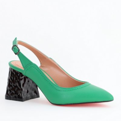 Pantofi cu Toc Eleganti Decupați din Piele Ecologica culoare Verde - BS774AY2404261