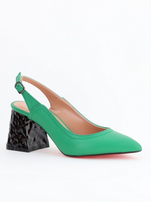 Incaltaminte Dama - Pantofi cu Toc Eleganti Decupați din Piele Ecologica culoare Verde - BS774AY2404261