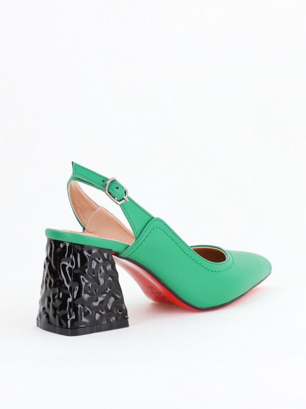 Pantofi cu Toc Eleganti Decupați din Piele Ecologica culoare Verde - BS774AY2404261 8