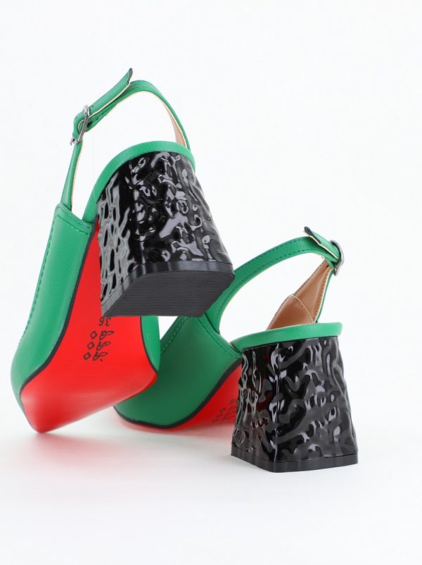 Pantofi cu Toc Eleganti Decupați din Piele Ecologica culoare Verde - BS774AY2404261 9