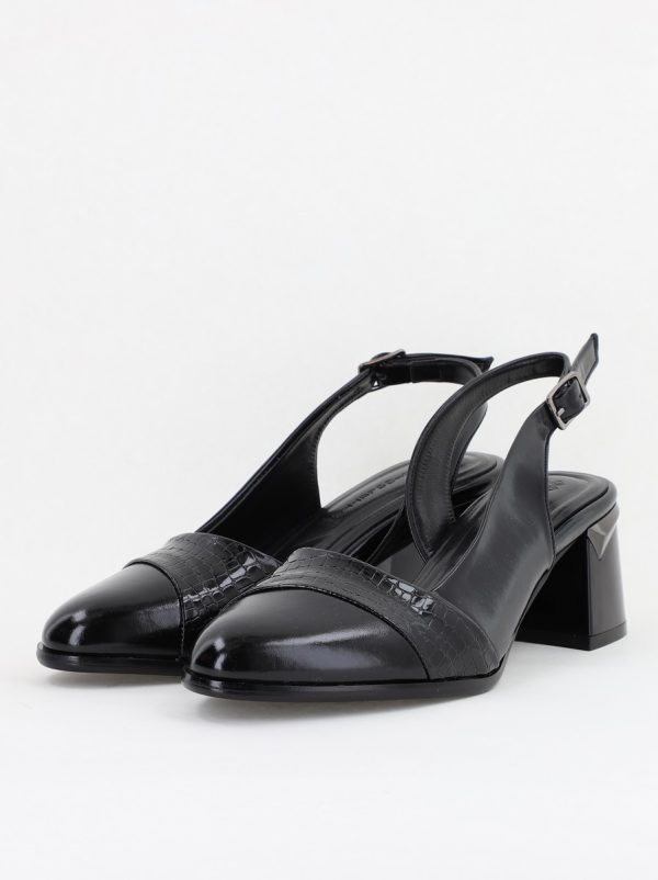 Pantofi Damă cu Toc Gros din Piele Ecologică culoare negru (BS201AY2404033) 174