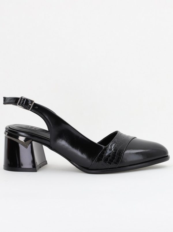 Pantofi Damă cu Toc Gros din Piele Ecologică culoare negru (BS201AY2404033) 176
