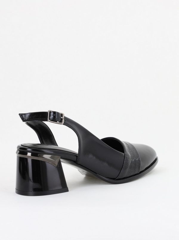 Pantofi Damă cu Toc Gros din Piele Ecologică culoare negru (BS201AY2404033) 175