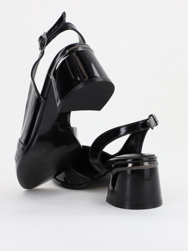 Pantofi Damă cu Toc Gros din Piele Ecologică culoare negru (BS201AY2404033) 173