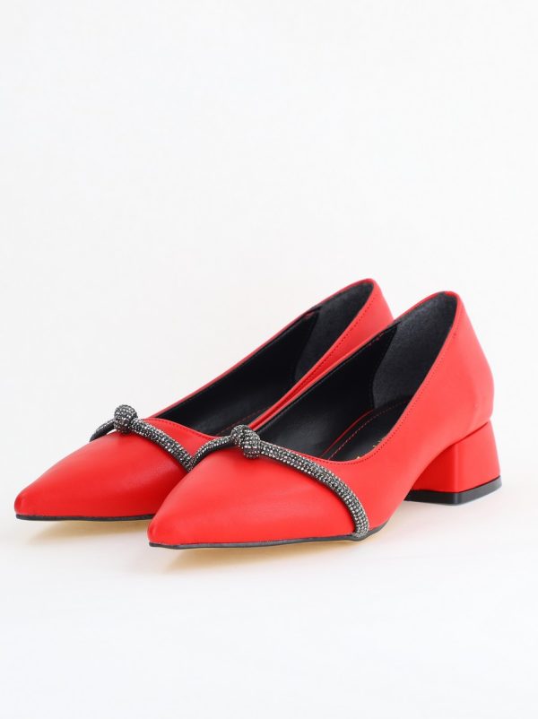 Pantofi Damă cu Toc Jos din Piele Ecologică culoare Roșu (BS021AY2405461) 174