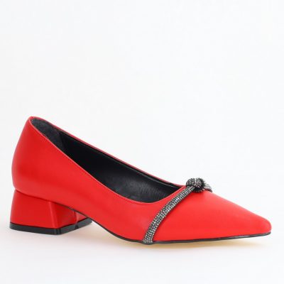 Pantofi Damă cu Toc Jos din Piele Ecologică culoare Roșu (BS021AY2405461)