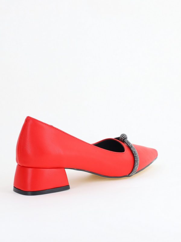 Pantofi Damă cu Toc Jos din Piele Ecologică culoare Roșu (BS021AY2405461) 180