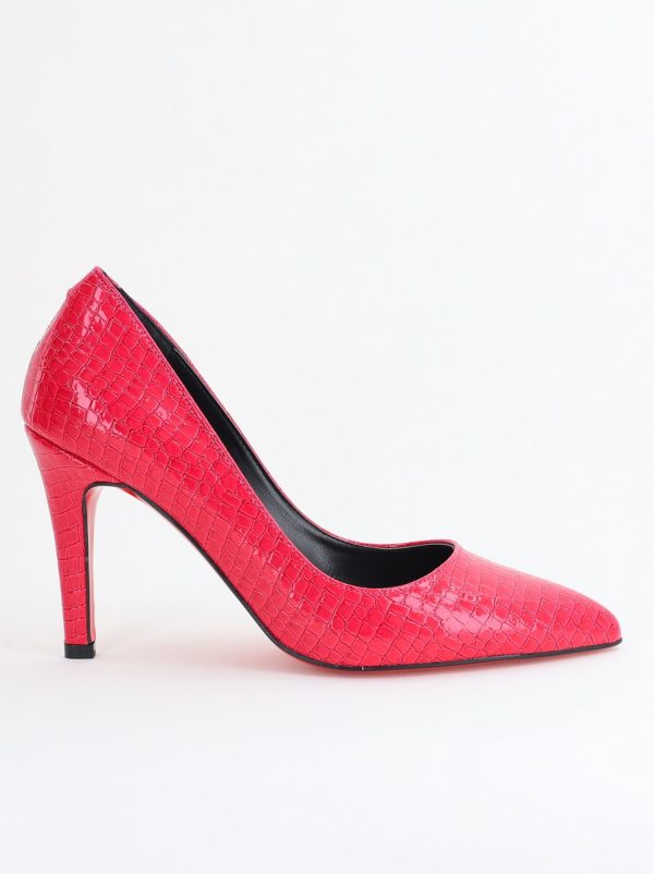 Pantofi Dama cu Toc Subtire Stiletto Piele Ecologică texturată Fuchsia (BS799AY2405291) 176