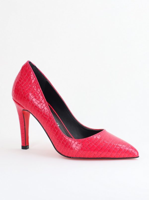 Incaltaminte Dama - Pantofi Dama cu Toc Subtire Stiletto Piele Ecologică texturată Fuchsia (BS799AY2405291)