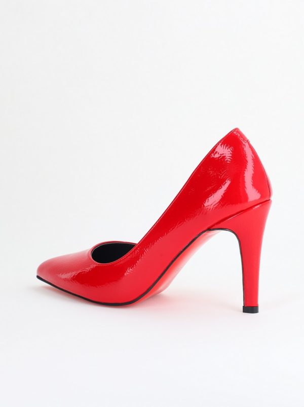Pantofi Dama cu Toc Subtire Stiletto Piele Ecologică rosu (BS799AY2405422) 179