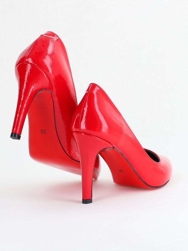 Pantofi Dama cu Toc Subtire Stiletto Piele Ecologică rosu (BS799AY2405422) 174