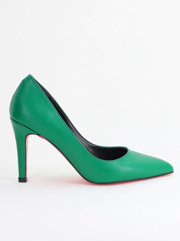 Pantofi Dama cu Toc Subtire Stiletto Piele Ecologică verde (BS799AY2405421) 176