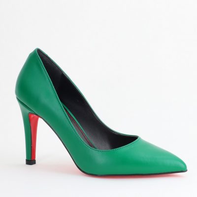 Pantofi Dama cu Toc Subtire Stiletto Piele Ecologică verde (BS799AY2405421)