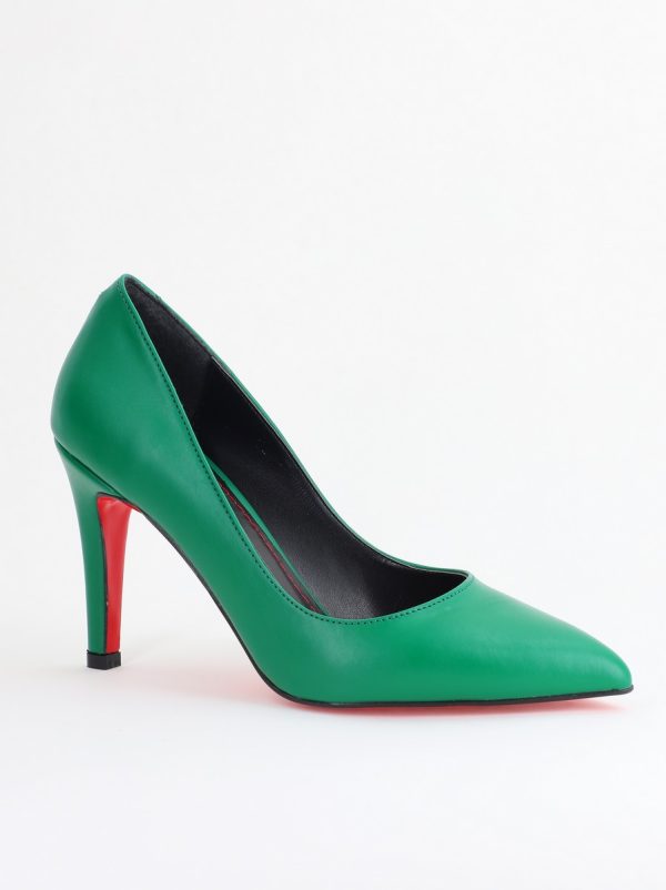 Incaltaminte Dama - Pantofi Dama cu Toc Subtire Stiletto Piele Ecologică verde (BS799AY2405421)
