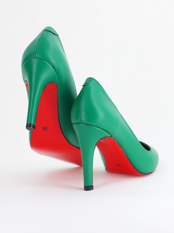 Pantofi Dama cu Toc Subtire Stiletto Piele Ecologică verde (BS799AY2405421) 174