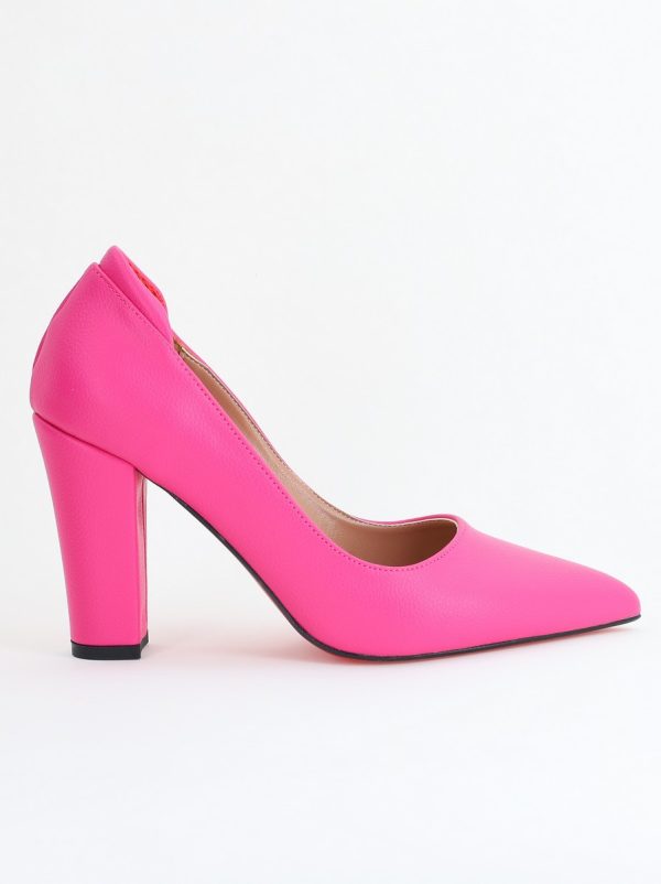 Pantofi pentru Femei cu Toc Gros Piele Ecologică Varf Ascutit culoare Fuchsia - BS980AY2405425 178