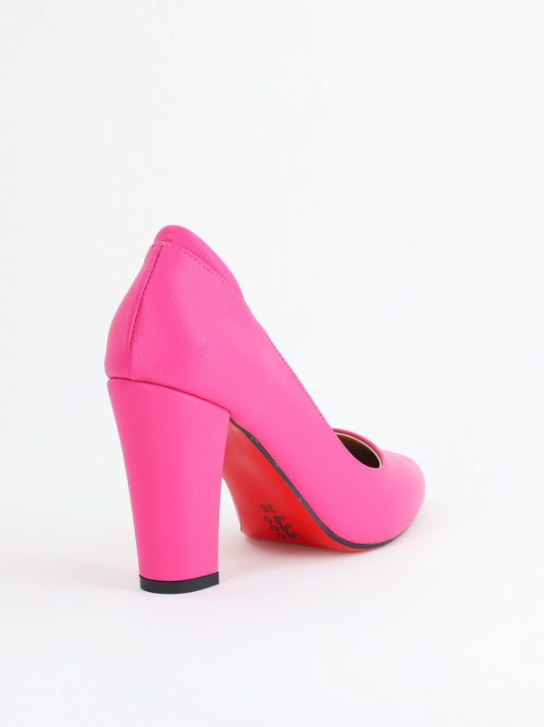 Pantofi pentru Femei cu Toc Gros Piele Ecologică Varf Ascutit culoare Fuchsia - BS980AY2405425 181