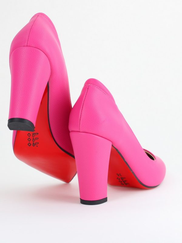 Pantofi pentru Femei cu Toc Gros Piele Ecologică Varf Ascutit culoare Fuchsia - BS980AY2405425 176