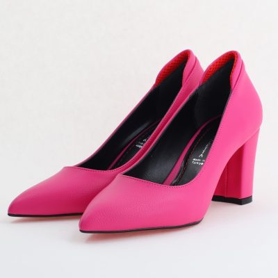 Pantofi pentru Femei cu Toc Gros Piele Ecologică Varf Ascutit culoare Fuchsia - BS980KAY2405512
