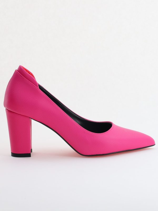 Pantofi pentru Femei cu Toc Gros Piele Ecologică Varf Ascutit culoare Fuchsia - BS980KAY2405512 175