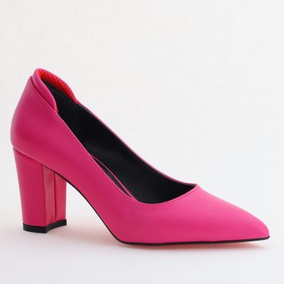 Pantofi pentru Femei cu Toc Gros Piele Ecologică Varf Ascutit culoare Fuchsia - BS980KAY2405512