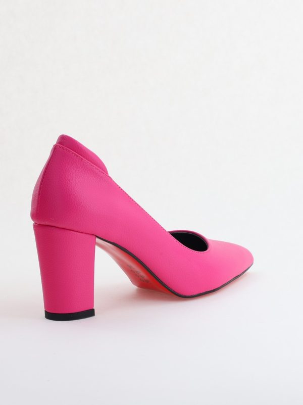 Pantofi pentru Femei cu Toc Gros Piele Ecologică Varf Ascutit culoare Fuchsia - BS980KAY2405512 177