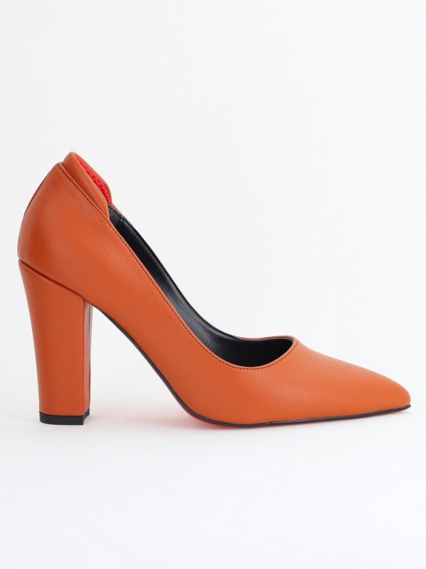 Pantofi pentru Femei cu Toc Gros Piele Ecologică Varf Ascutit culoare Maro - BS980AY2405426 178