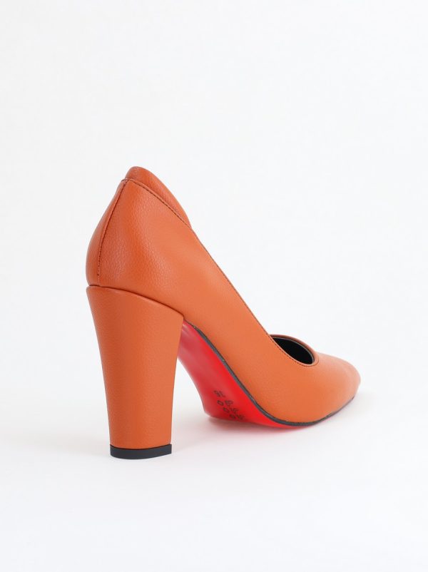 Pantofi pentru Femei cu Toc Gros Piele Ecologică Varf Ascutit culoare Maro - BS980AY2405426 181
