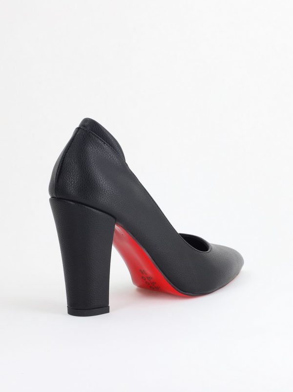 Pantofi pentru Femei cu Toc Gros Piele Ecologică Varf Ascutit culoare Negru - BS980AY2405428 180