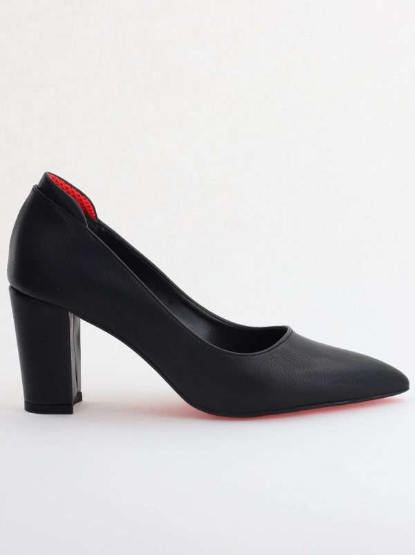 Pantofi pentru Femei cu Toc Gros Piele Ecologică Varf Ascutit culoare Negru - BS980KAY2405515 174