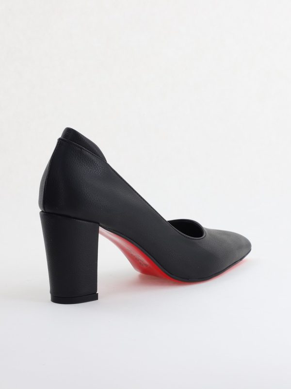 Pantofi pentru Femei cu Toc Gros Piele Ecologică Varf Ascutit culoare Negru - BS980KAY2405515 176