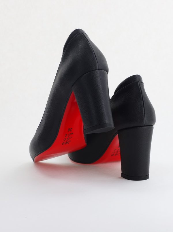 Pantofi pentru Femei cu Toc Gros Piele Ecologică Varf Ascutit culoare Negru - BS980KAY2405515 177