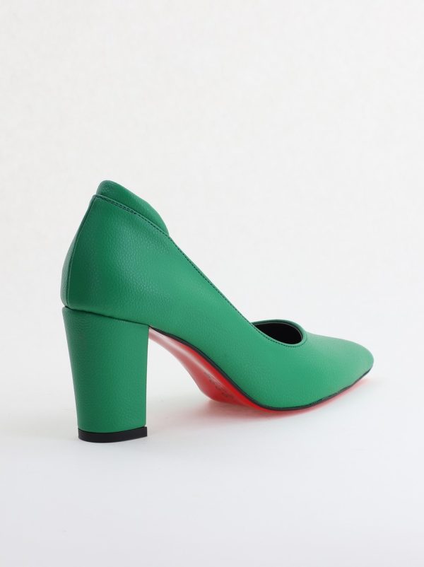 Pantofi pentru Femei cu Toc Gros Piele Ecologică Varf Ascutit culoare Verde - BS980KAY2405514 177