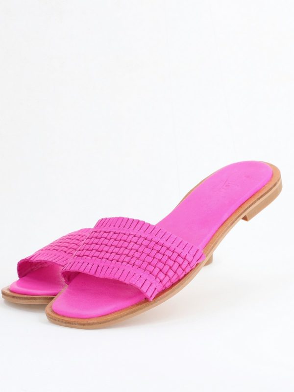 Papuci Damă Fără Toc din Piele Naturală culoare Fuchsia Nicoletta (BS21TR2405528) 172