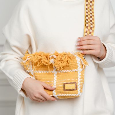 Poșeta Damă Crossbody Galben Material Textil David Jones