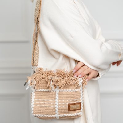 Poșeta Damă Crossbody Bej Material Textil David Jones