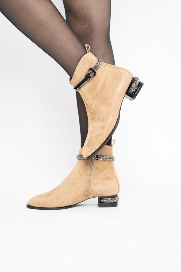 Botine damă din piele ecologică intoarsă culoare Taupe (BS160BT2410036) 137